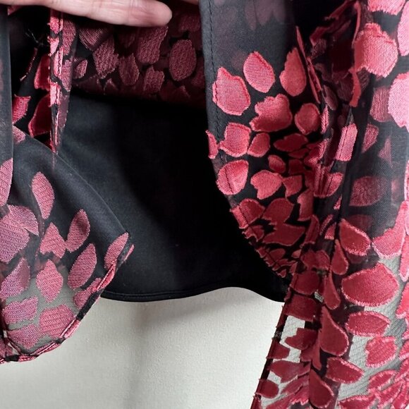 Alex Evenings 2 Piece Set Sleeveless Tank Blouse & Jacket Sz L Red Black Floral - Picture 10 of 13